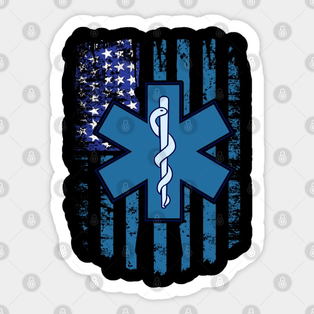 Flag Emergency Medical Services Gift Print American Flag EMS Zip Print Sticker by Linco